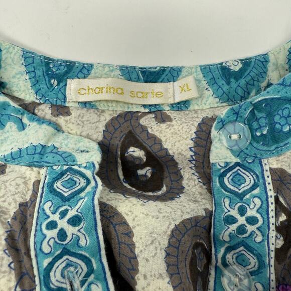 Charina Sarte Philippine Boho Paisley Dress XL Multicolor Tiered Long Sleeve - Picture 7 of 9
